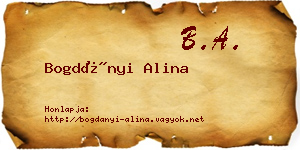 Bogdányi Alina névjegykártya